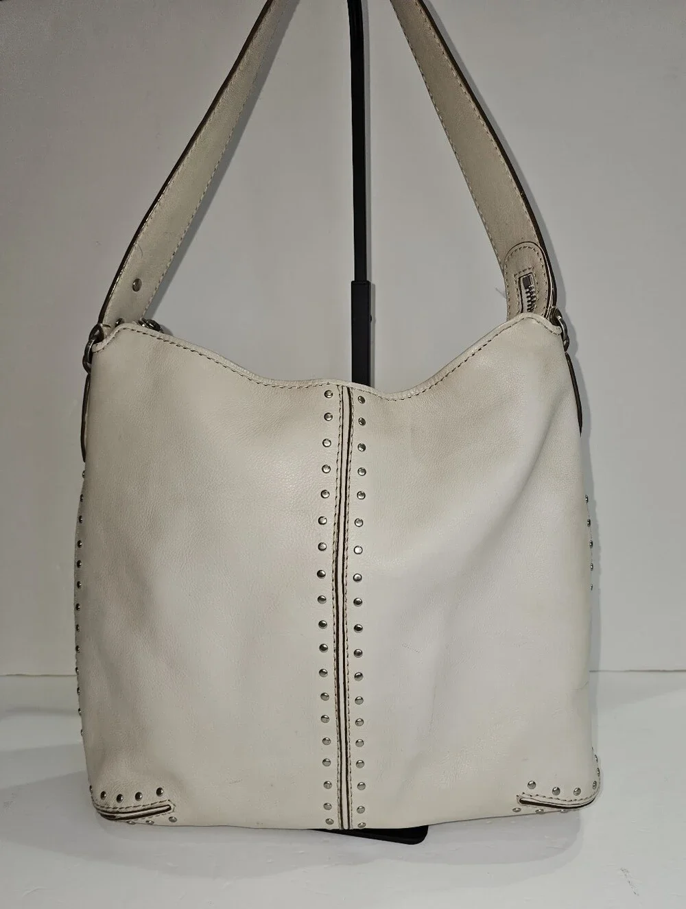 Michael Kors Women's Stud-Accent Leather Hobo Bag in Off White